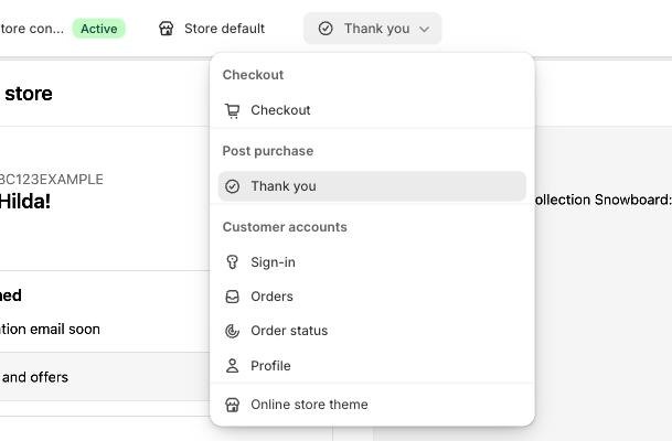 The page menu: Order status sits under Customer accounts